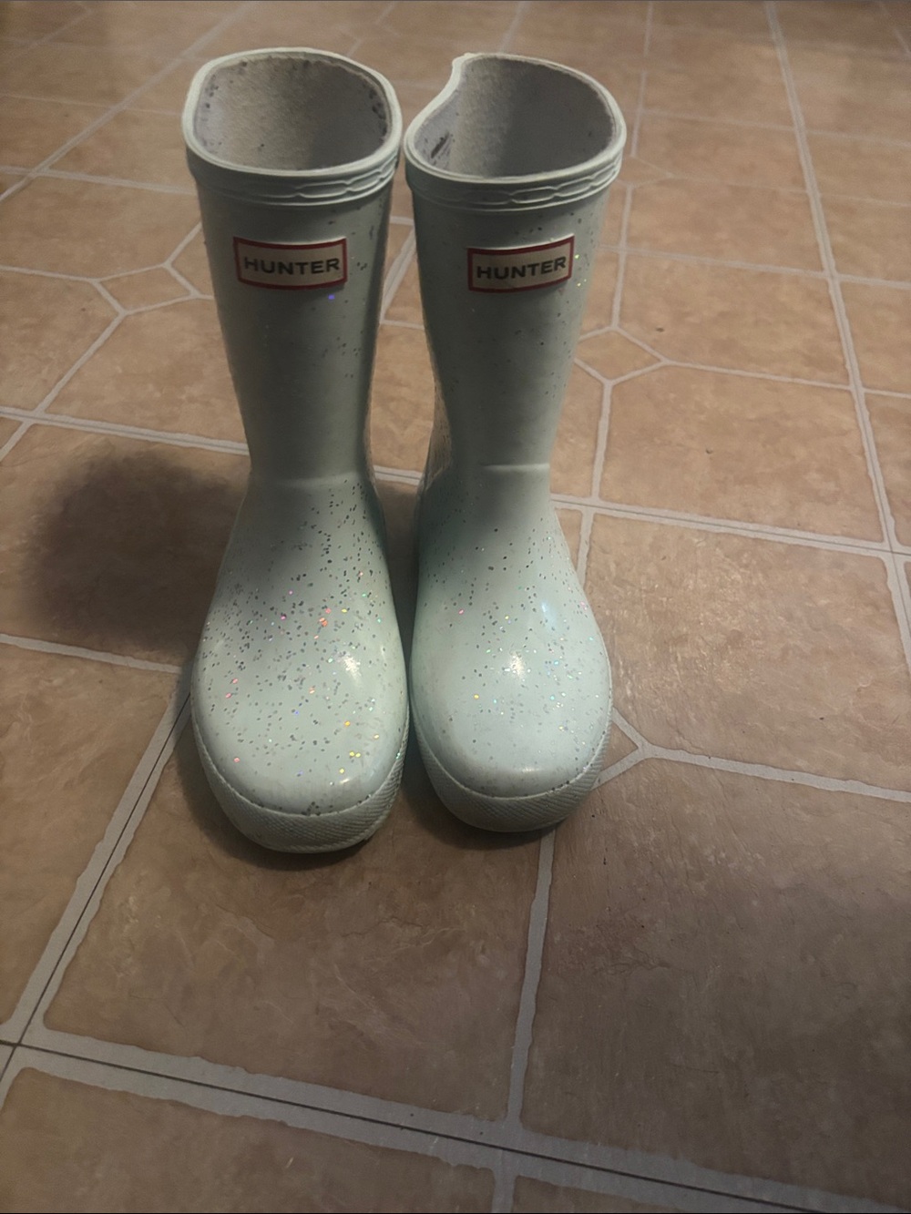 Hunter Kids Mint Glitter Rain Boots